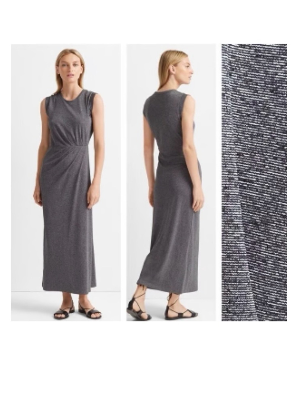 Club Monaco Gray Jersey Knit Faux Slit Slip On Maxi Dress Sz- M Loungewear Roman